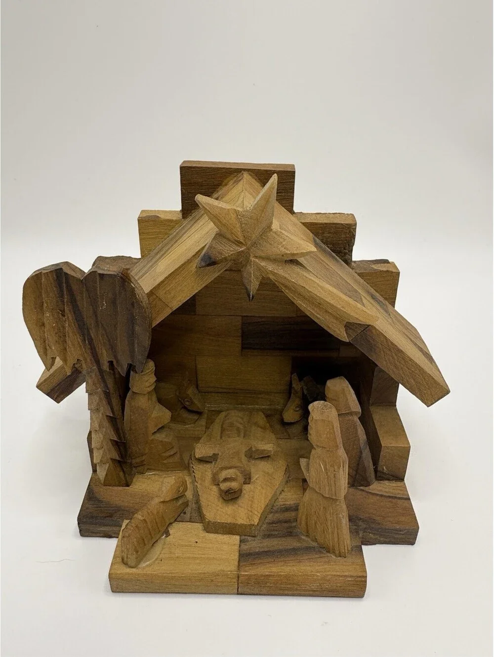Vintage Nativity Scene Manger Hand-carved Wooden 1pc from Bethlehem